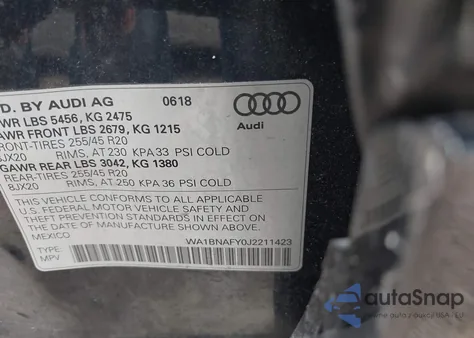 2018 Audi Q5 2.0T Premium from USA, damaged, VIN WA1BNAFY0J2211423